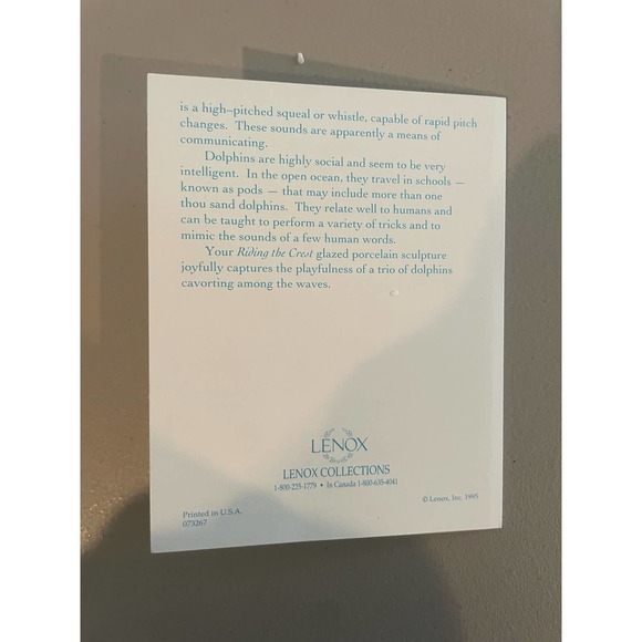 Lenox Riding The Crest Fine Porcelain Dolphin Figurine - Picture 4 of 5